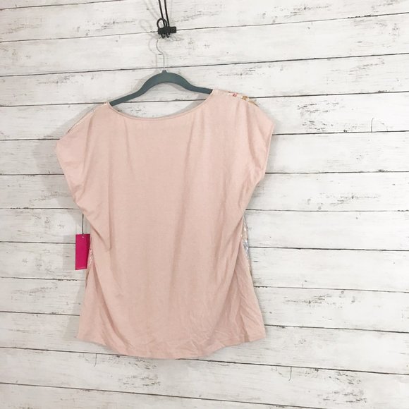 Vince Camuto Drop Shoulder Wildflower Pink Blouse - Picture 5 of 6